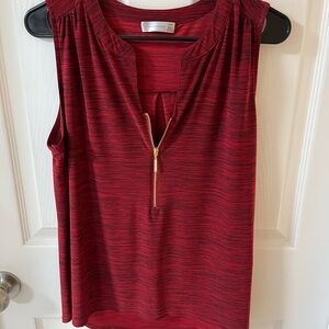 White House Black Market Red Tank Top with Gold Zipper